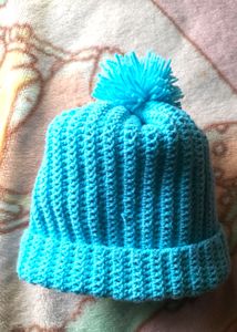 Sky Blue 💙 Woollen Hat For 6-10 Month Baby