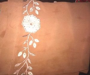 Silk Blend Chiffon Burkha, Peach Long Length 5ft