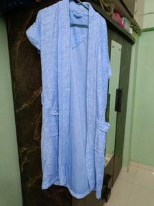 Girl Blue Robe And Chappal