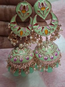 Mint Green Jhumka Earrings