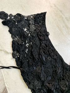 Black Beaded Crochet Maxi Dress