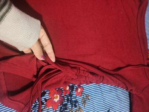 Maroon Off-Shoulder Top