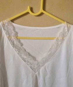 White Lace Border Top
