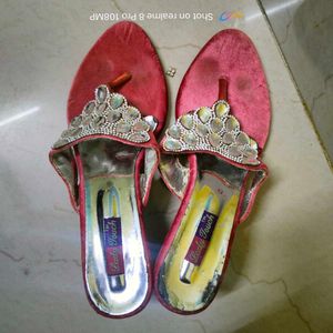 Red Embellished Flats