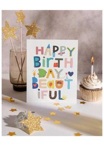 Vibrant 'Happy Birthday Beautiful' Greeting Card