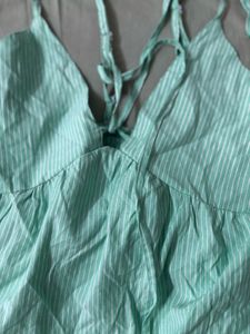 Green Striped Halter Top