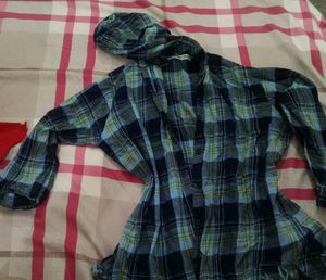 Hooded Blue Plaid Flannel