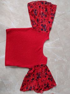 Stretch Blouse With Net Sleeves