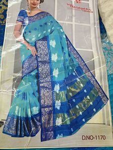 Teal &amp; Blue Floral Sari