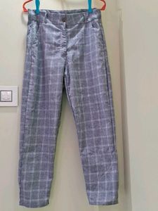 girls grey plaid pants (size 28-29)