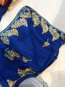 Royal Blue Embroidered Saree