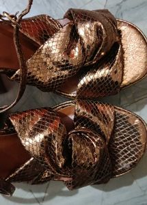 Gold Snakeskin Platform Heels