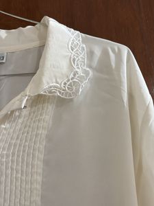 Korean White Crochet Shirt