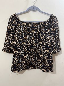Animal Print Square Neck Top