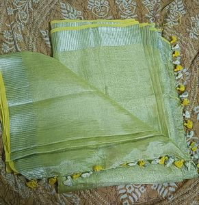 Yellow Silver Zari Saree
