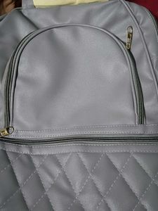 Gray Quilted Backpack