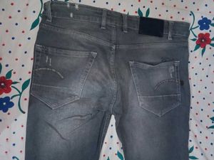 Distressed Gray Denim Jeans