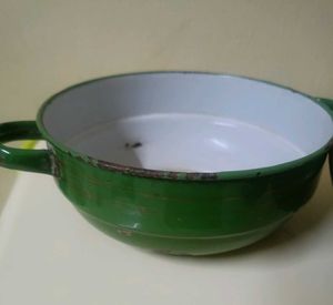 Vintage Green Enamel Teal Pot