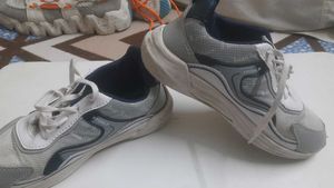 Gray & White Fashion Sneakers