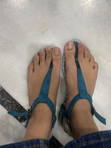 Blue And Silver Party Wear Sandals