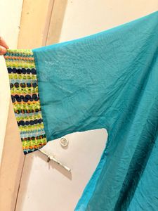 Teal Blouse with Colorful Cuffs