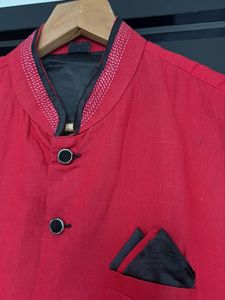 Red Ethnic Jacket Modi Coat