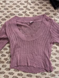 Crochet Knit Top - Lavender