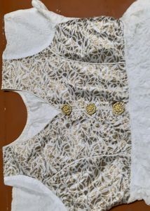 White Flared Gown With Shining Lining