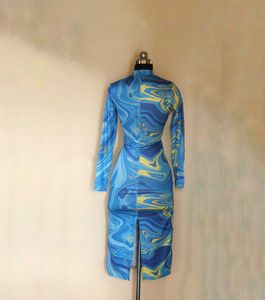 Urbanic Blue and Yellow Marble Dress