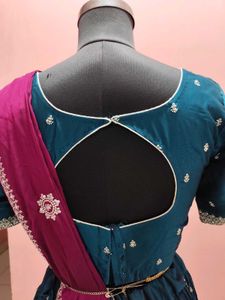 Elegant Teal &amp; Maroon Lehenga Choli Set