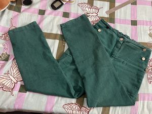 High Waist Green Jeans