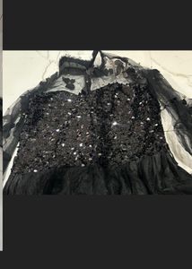 Black Sequin Butterfly Net FrockDress