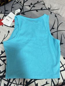 Cute Blue Cutout Tank Top