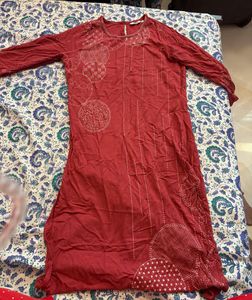 Dark Pink Embroidered Kurta