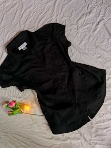 Black Button-Down Shirt Top