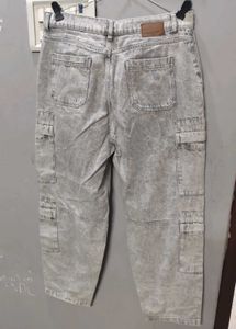 Gray Wash Cargo Jeans