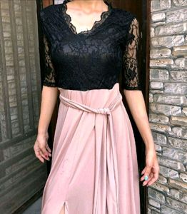 Partywear Satin Slit Gown Dress 🔥