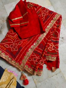 Bandhani Red Saree With Blouse 😍