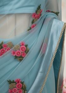 Elegant Embroidered Saree with Stiched blouse