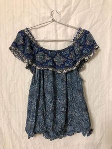 Blue Off-shoulder Top