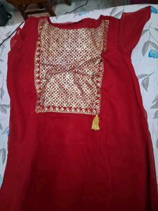 Elegant Red &amp; Gold Kurta