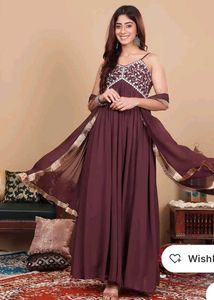 Anarkali Long Dress Brown Colour