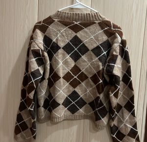 Korean Argyle Knit Cardigan
