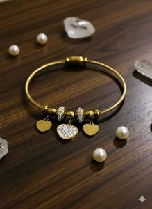 Heart Charm Bangle Bracelet