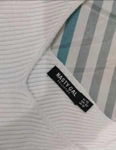 Nasty Gal White Ribbed Bralette Top
