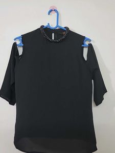 Black Cold Shoulder Top