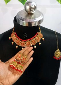 Red &amp; Gold Choker Set