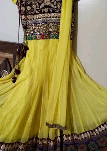 Yellow Anarkali Kurta With Duppata