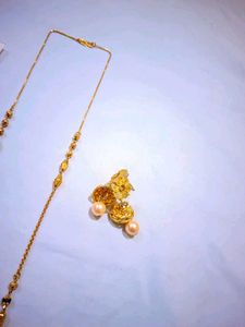 Gold Mangalsutra Necklace &amp; Earring Set