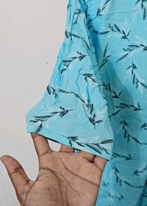 Blue Leaf Print Kurti ✨